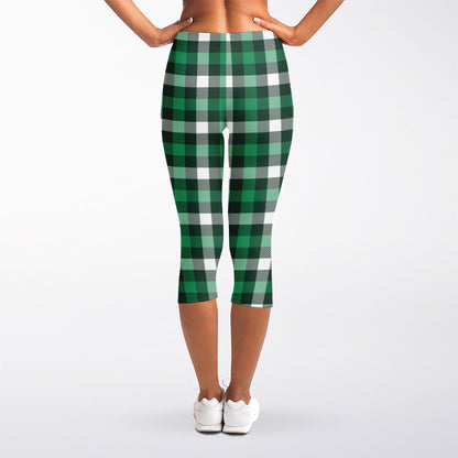 Saint Patrick's Day Stewart Plaid Print Women's Capri Leggings