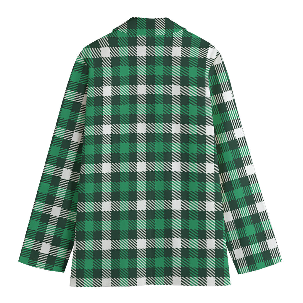 Saint Patrick's Day Stewart Plaid Print Women's Cotton Blazer