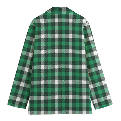 Saint Patrick's Day Stewart Plaid Print Women's Cotton Blazer