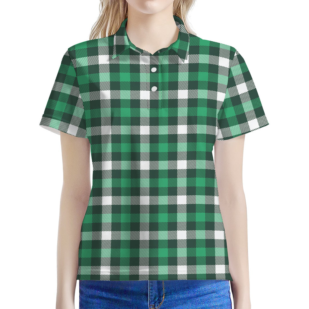 Saint Patrick's Day Stewart Plaid Print Women's Polo Shirt