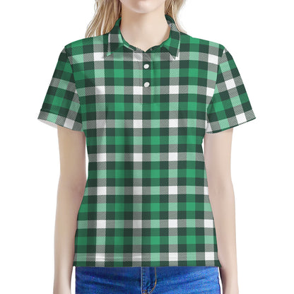 Saint Patrick's Day Stewart Plaid Print Women's Polo Shirt
