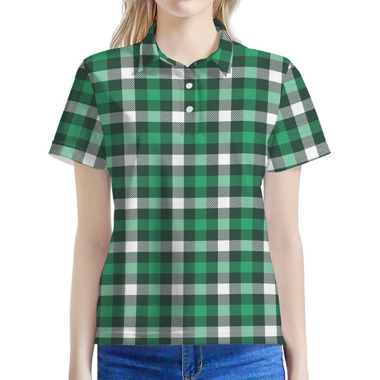 Saint Patrick's Day Stewart Plaid Print Women's Polo Shirt