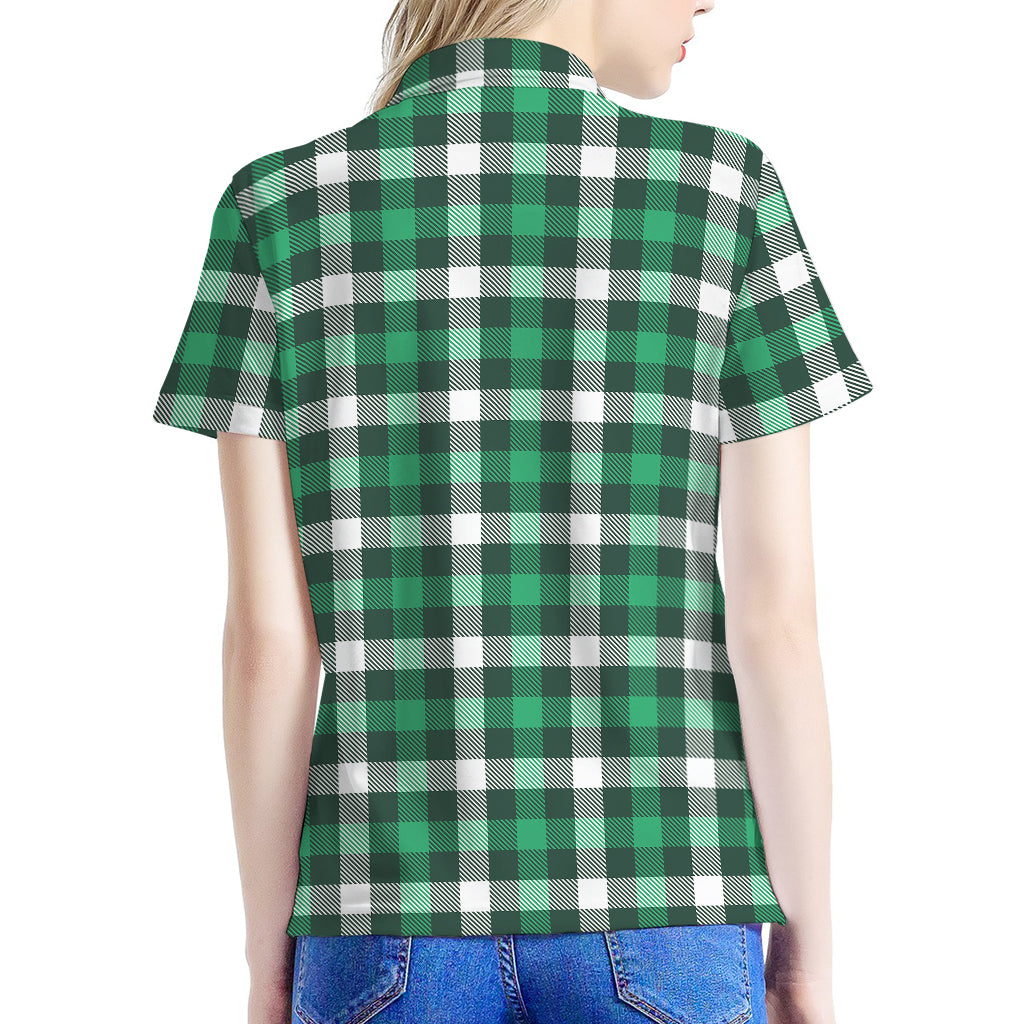 Saint Patrick's Day Stewart Plaid Print Women's Polo Shirt