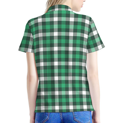 Saint Patrick's Day Stewart Plaid Print Women's Polo Shirt