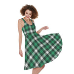 Saint Patrick's Day Stewart Plaid Print Women's Sleeveless Dress