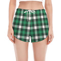 Saint Patrick's Day Stewart Plaid Print Women's Split Running Shorts