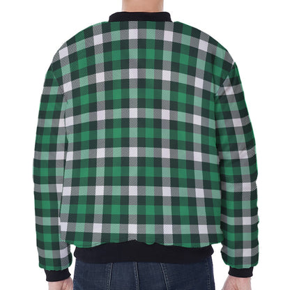 Saint Patrick's Day Stewart Plaid Print Zip Sleeve Bomber Jacket