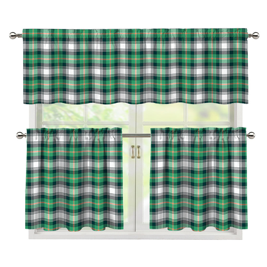 Saint Patrick's Day Tartan Pattern Print 3 Piece Kitchen Curtains