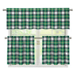 Saint Patrick's Day Tartan Pattern Print 3 Piece Kitchen Curtains