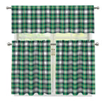 Saint Patrick's Day Tartan Pattern Print 3 Piece Kitchen Curtains
