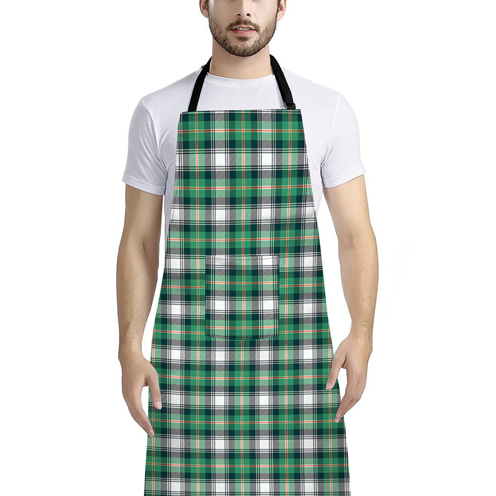 Saint Patrick's Day Tartan Pattern Print Bib Apron With Pocket