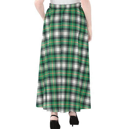Saint Patrick's Day Tartan Pattern Print Chiffon Maxi Skirt