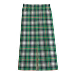 Saint Patrick's Day Tartan Pattern Print Cotton Front Slit Maxi Skirt