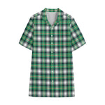 Saint Patrick's Day Tartan Pattern Print Cotton Hawaiian Shirt