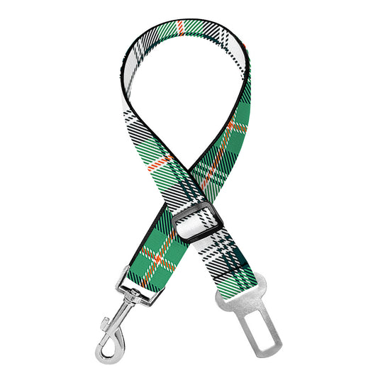 Saint Patrick's Day Tartan Pattern Print Dog Seat Belt