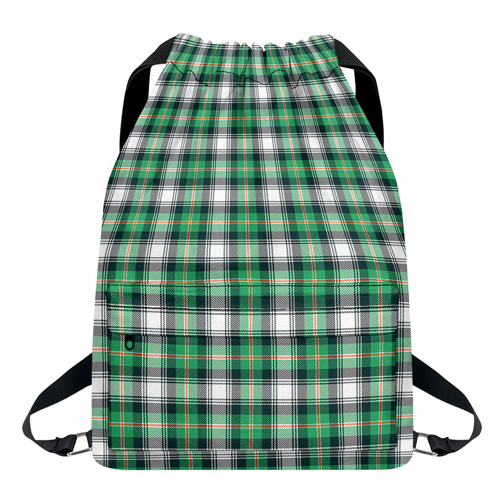 Saint Patrick's Day Tartan Pattern Print Drawstring Backpack