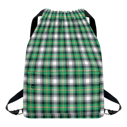 Saint Patrick's Day Tartan Pattern Print Drawstring Backpack