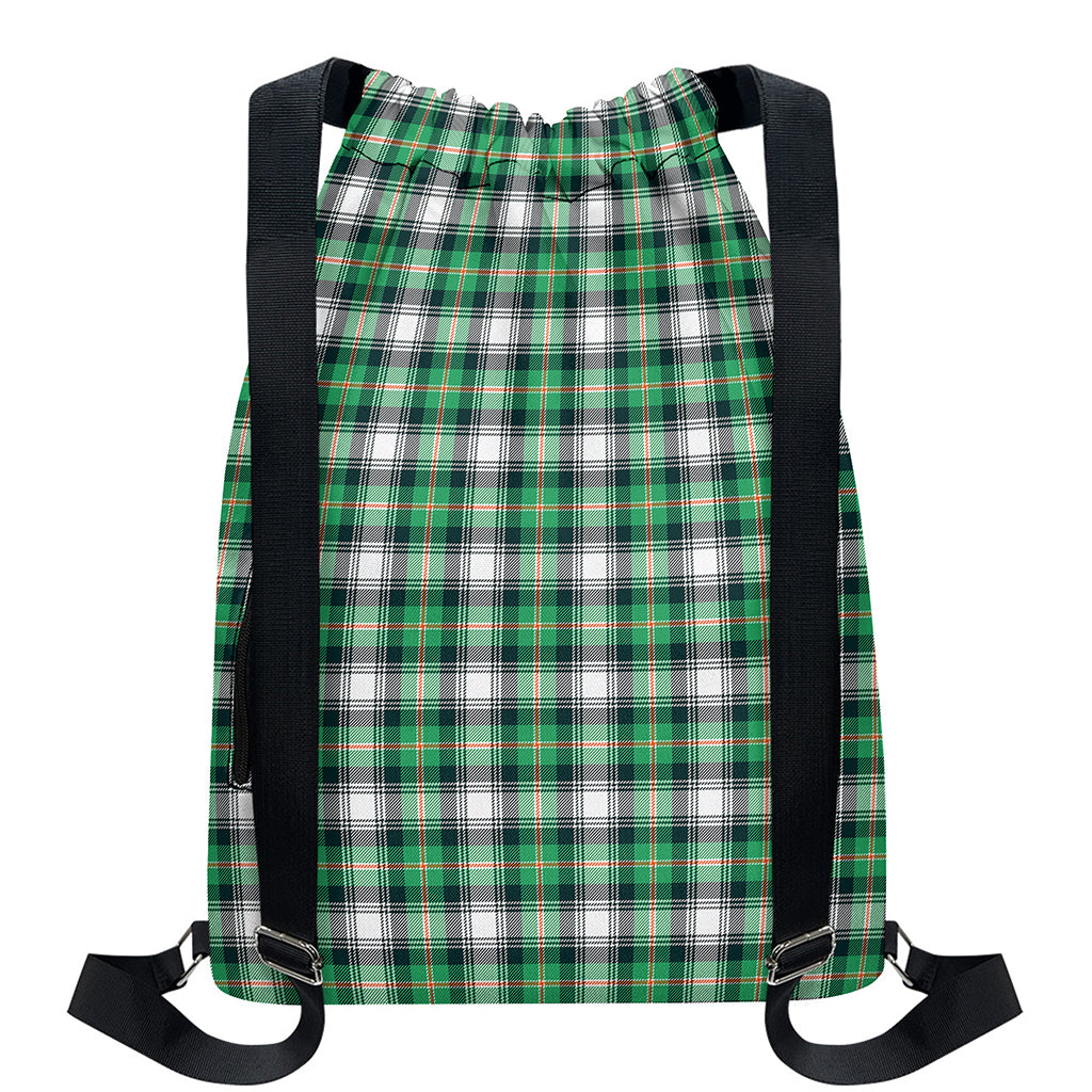 Saint Patrick's Day Tartan Pattern Print Drawstring Backpack
