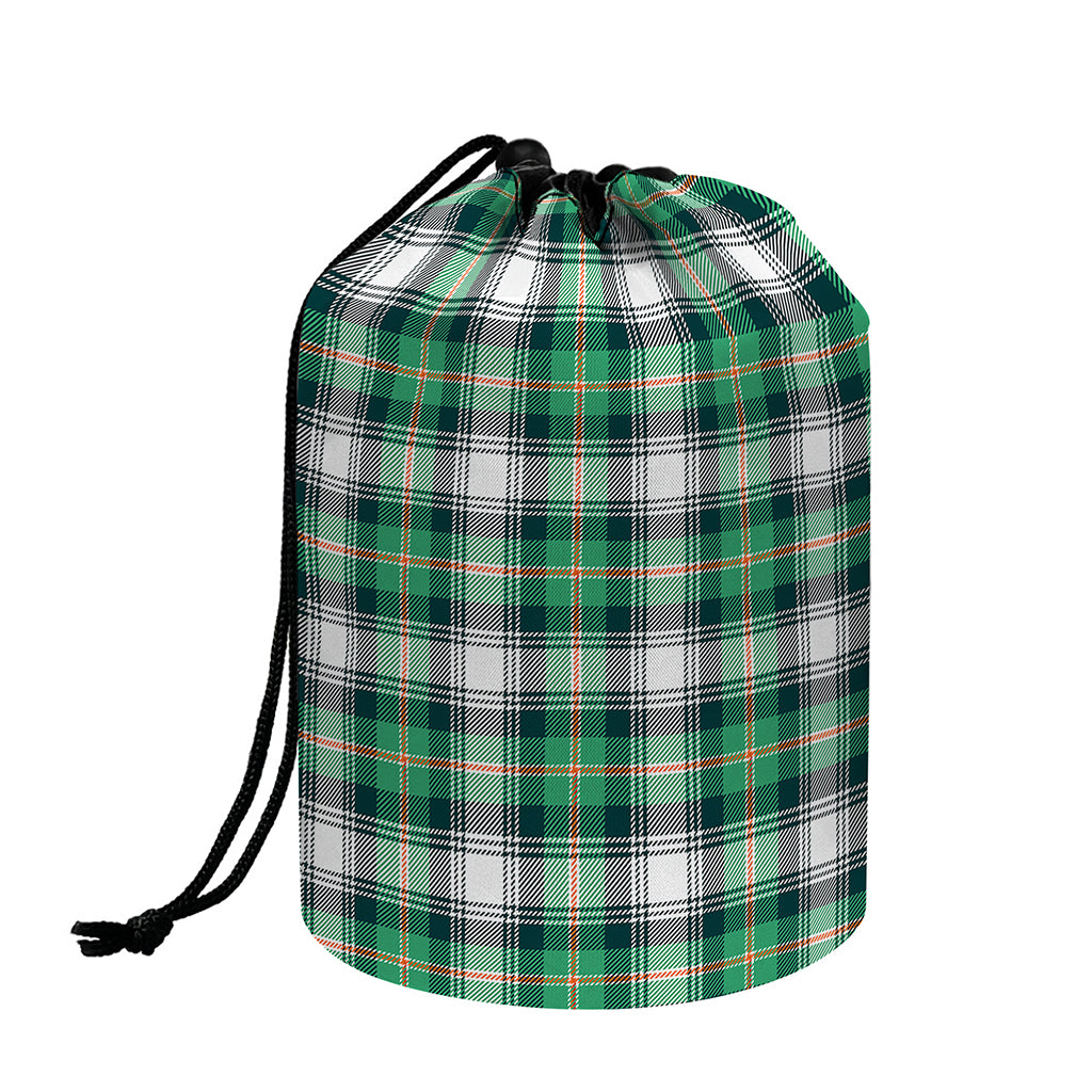 Saint Patrick's Day Tartan Pattern Print Drawstring Makeup Bag