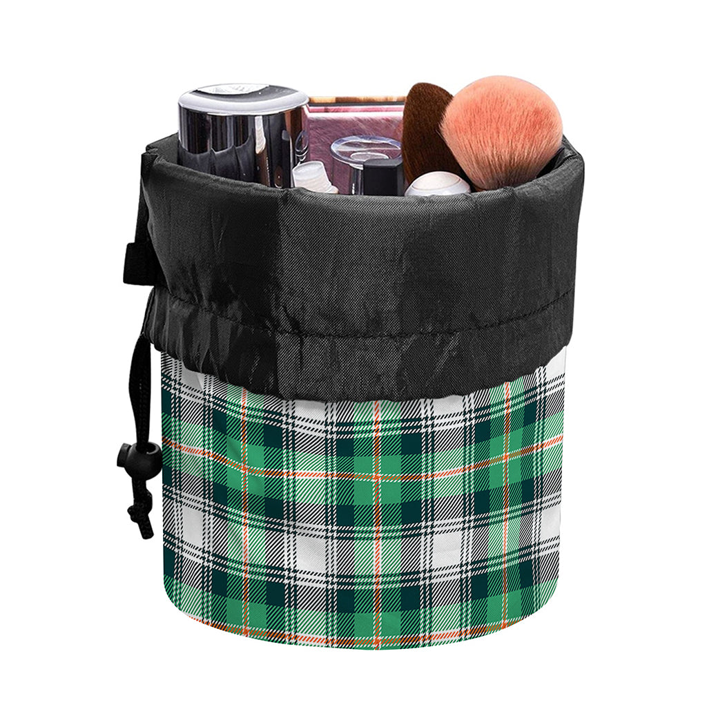 Saint Patrick's Day Tartan Pattern Print Drawstring Makeup Bag