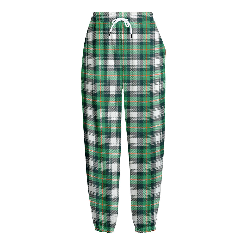 Saint Patrick's Day Tartan Pattern Print Fleece Lined Knit Pants