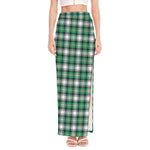 Saint Patrick's Day Tartan Pattern Print High Slit Maxi Skirt