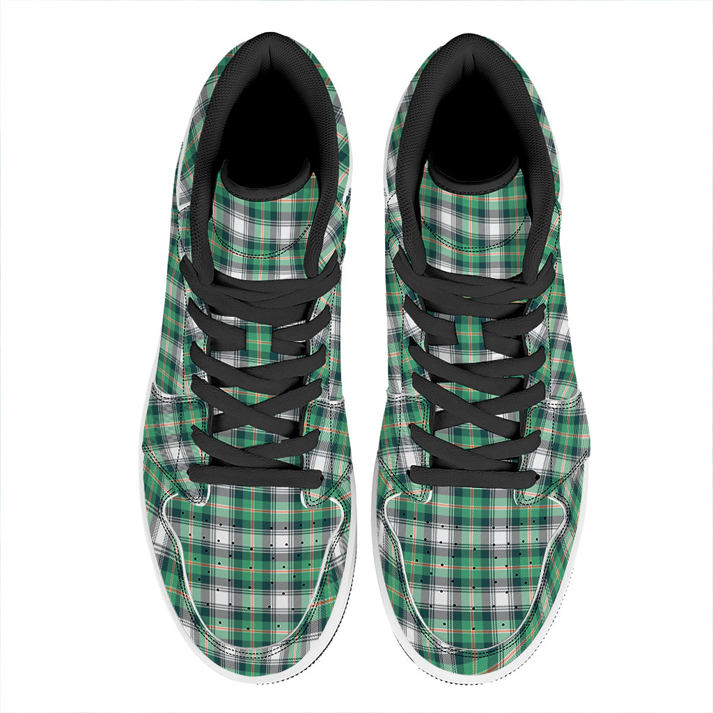 Saint Patrick's Day Tartan Pattern Print High Top Leather Sneakers