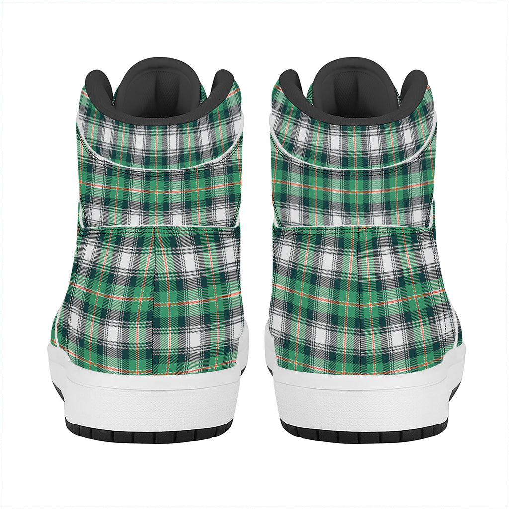 Saint Patrick's Day Tartan Pattern Print High Top Leather Sneakers