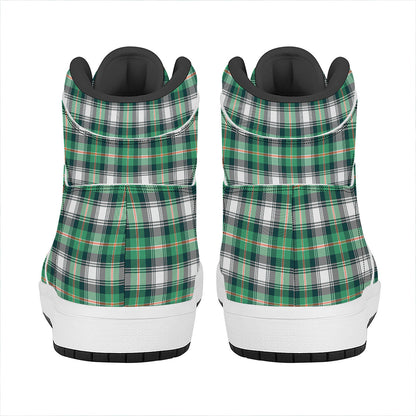 Saint Patrick's Day Tartan Pattern Print High Top Leather Sneakers