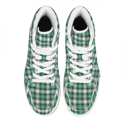 Saint Patrick's Day Tartan Pattern Print High Top Leather Sneakers