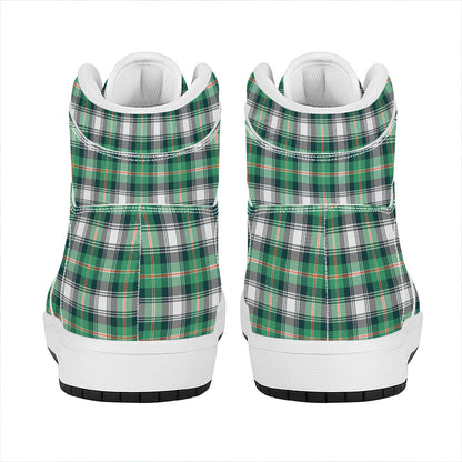 Saint Patrick's Day Tartan Pattern Print High Top Leather Sneakers