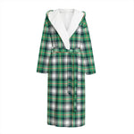 Saint Patrick's Day Tartan Pattern Print Hooded Bathrobe