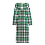 Saint Patrick's Day Tartan Pattern Print Hooded Bathrobe