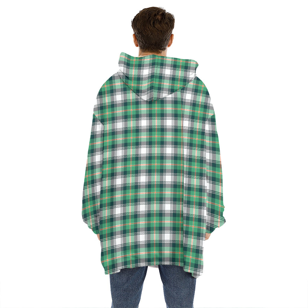 Saint Patrick's Day Tartan Pattern Print Hoodie Blanket