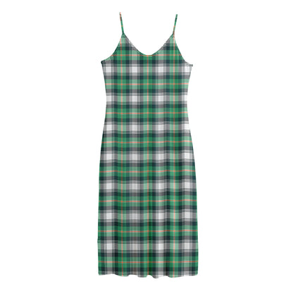 Saint Patrick's Day Tartan Pattern Print Jersey Midi Cami Dress