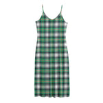 Saint Patrick's Day Tartan Pattern Print Jersey Midi Cami Dress