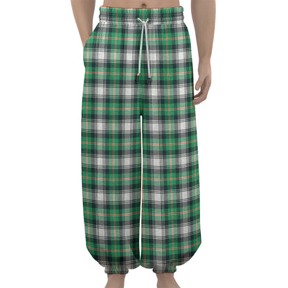 Saint Patrick's Day Tartan Pattern Print Lantern Pants