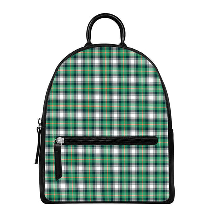 Saint Patrick's Day Tartan Pattern Print Leather Backpack