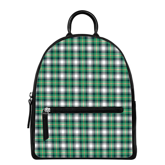 Saint Patrick's Day Tartan Pattern Print Leather Backpack
