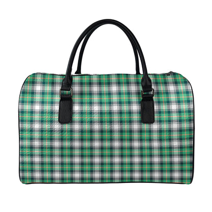Saint Patrick's Day Tartan Pattern Print Leather Duffle Bag