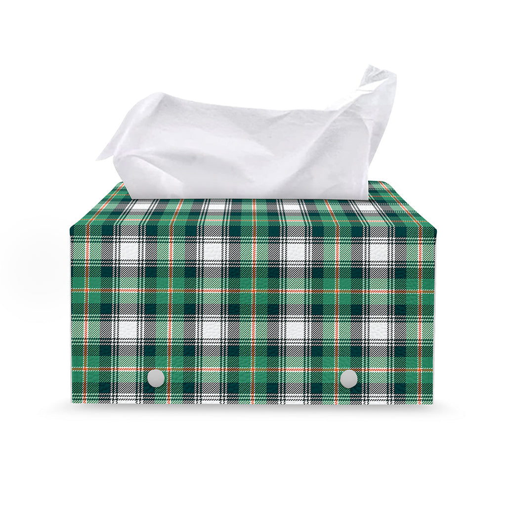 Saint Patrick's Day Tartan Pattern Print Leather Tissue Box Cover