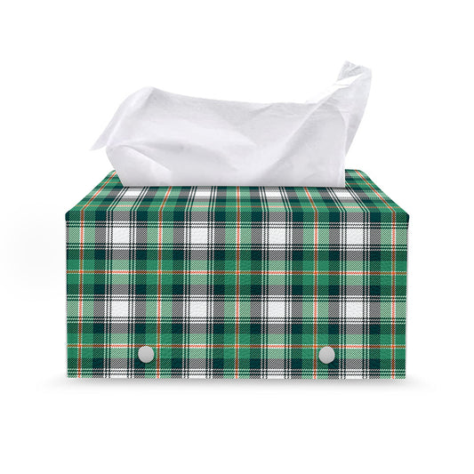 Saint Patrick's Day Tartan Pattern Print Leather Tissue Box Cover