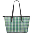 Saint Patrick's Day Tartan Pattern Print Leather Tote Bag With Zipper