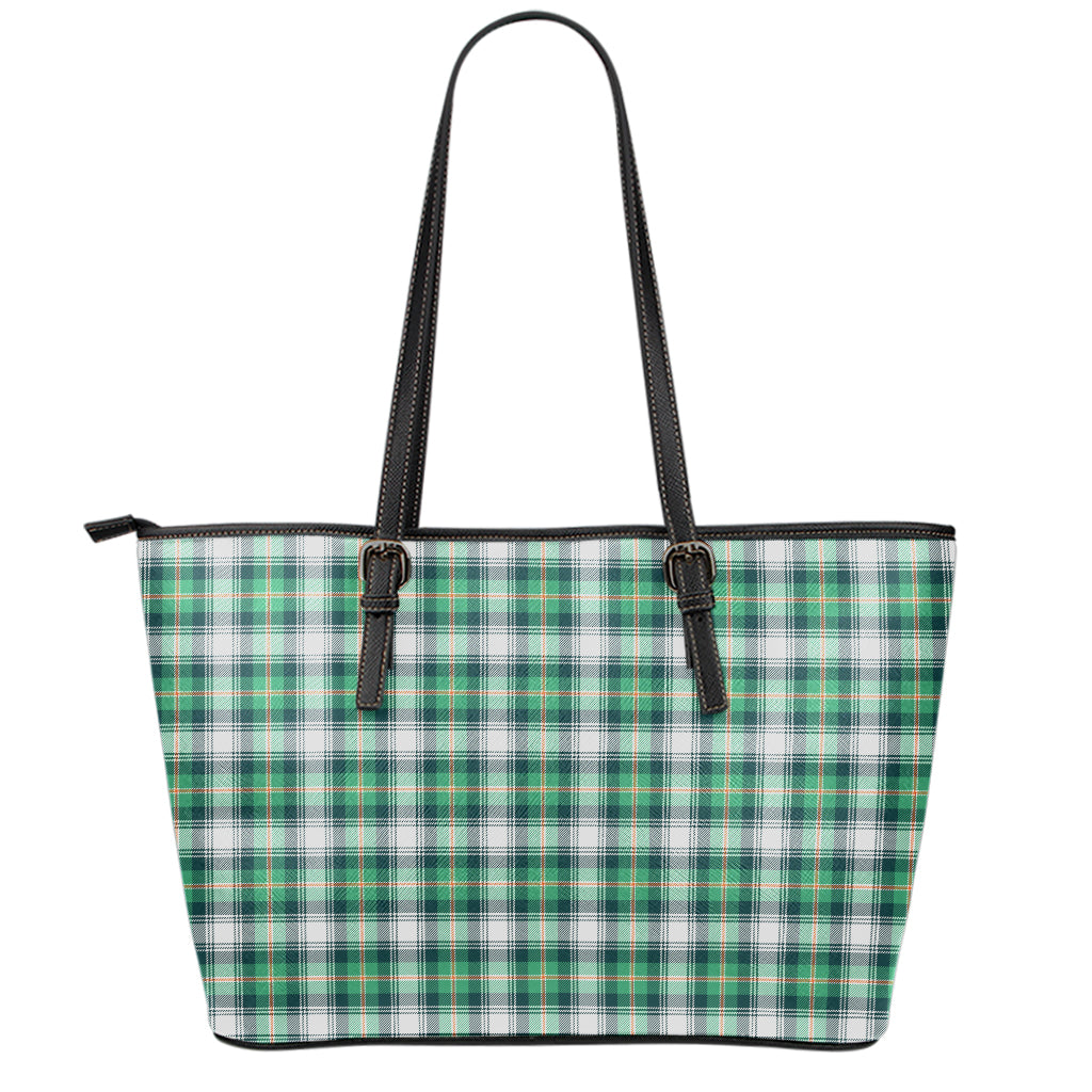 Saint Patrick's Day Tartan Pattern Print Leather Tote Bag