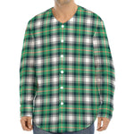 Saint Patrick's Day Tartan Pattern Print Long Sleeve Baseball Jersey