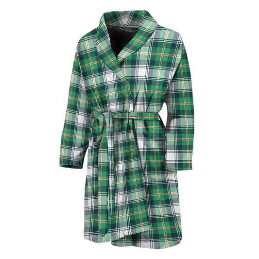 Saint Patrick's Day Tartan Pattern Print Men's Bathrobe