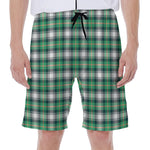 Saint Patrick's Day Tartan Pattern Print Men's Beach Shorts