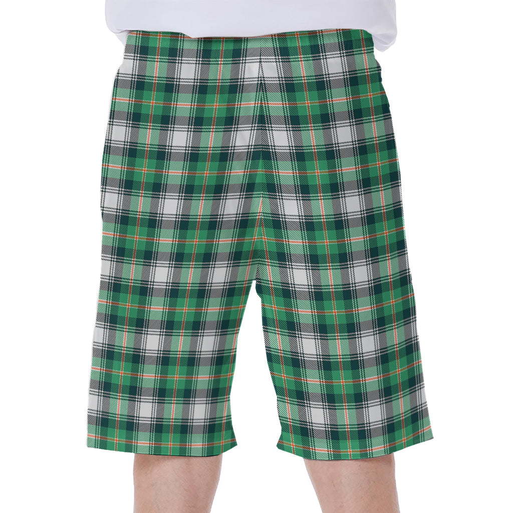 Saint Patrick's Day Tartan Pattern Print Men's Beach Shorts