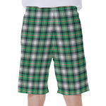 Saint Patrick's Day Tartan Pattern Print Men's Beach Shorts