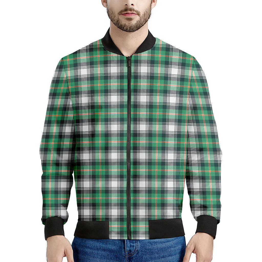 Saint Patrick's Day Tartan Pattern Print Men's Bomber Jacket